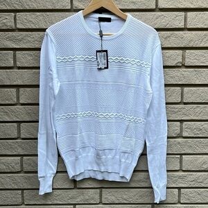 Tombolini White Cotton Crewneck Knit Sweater M